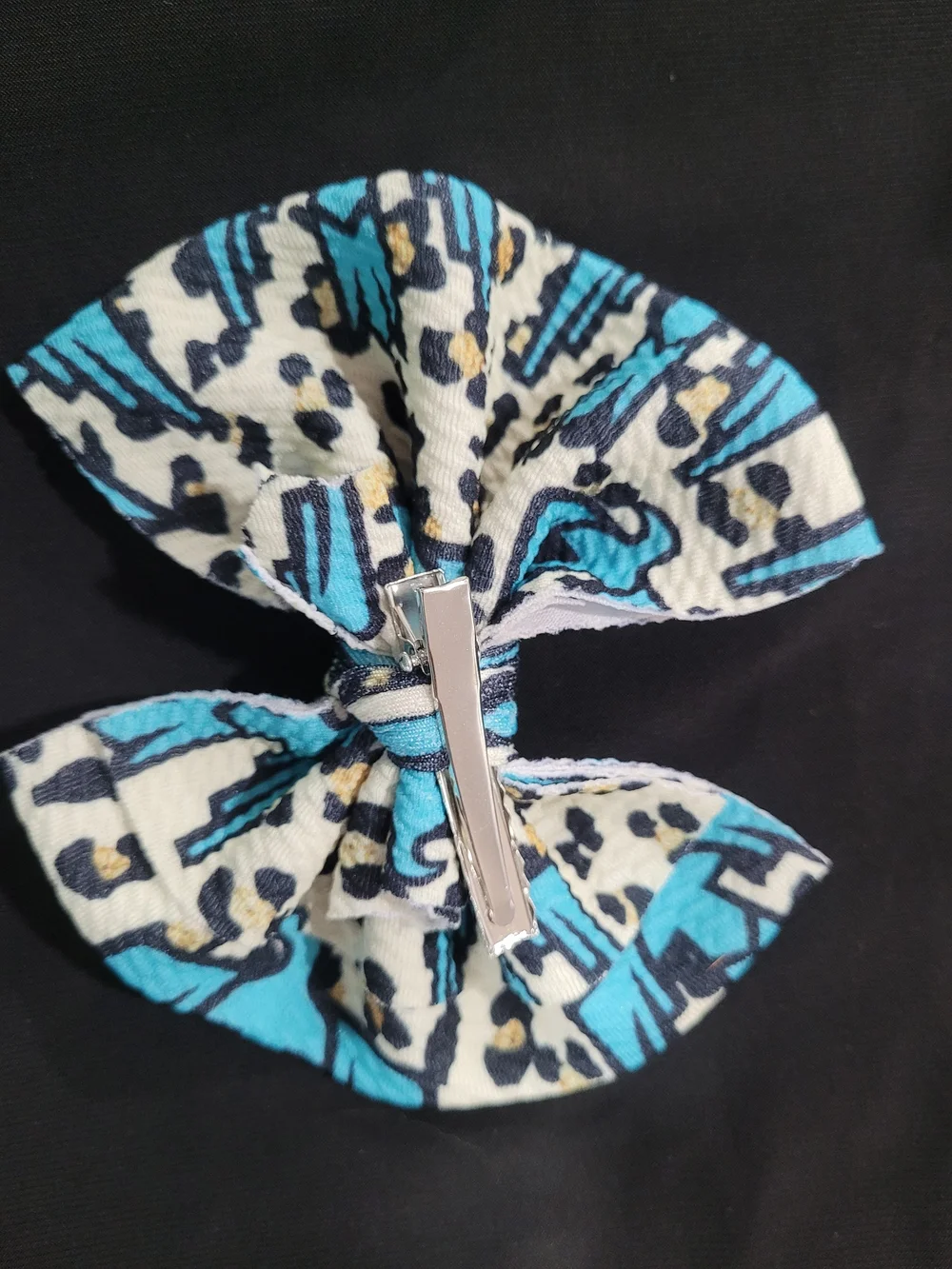 Blue Leopard Print Kids Hair Bow Clip - Fashionable Hair Accessory